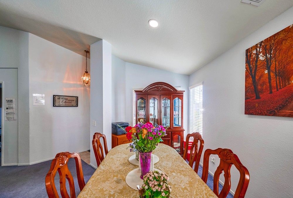 The dining room at the Westridge home