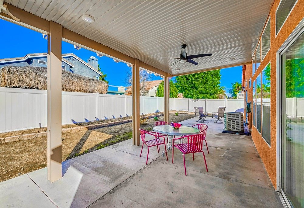 The covered patio at the Westridge home